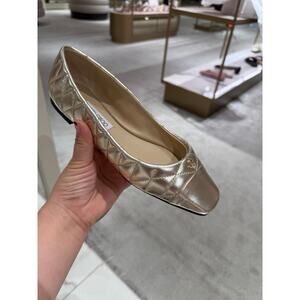 Jimmy choo champagne gold quilted flats